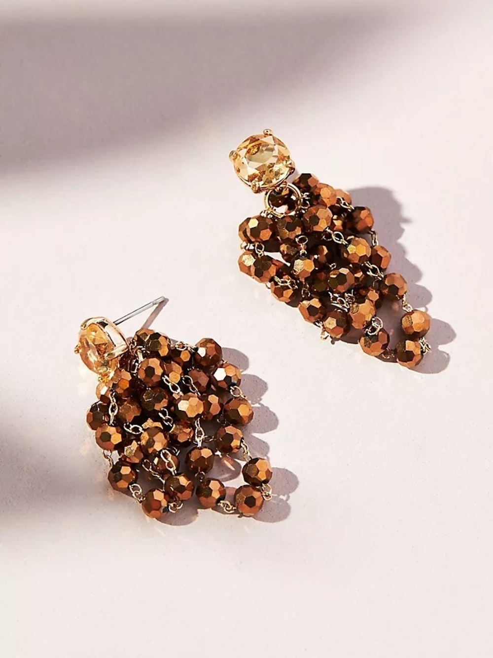 Anthropologie Faceted Amber Cluster Drop Earrings